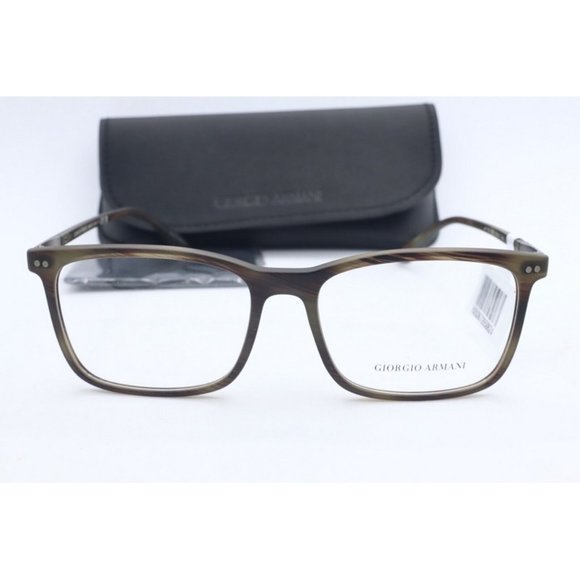 Giorgio Armani AR 7122 5587 Matte Striped Olive Rectangle Eyeglasses Clear Lens - Picture 2 of 6